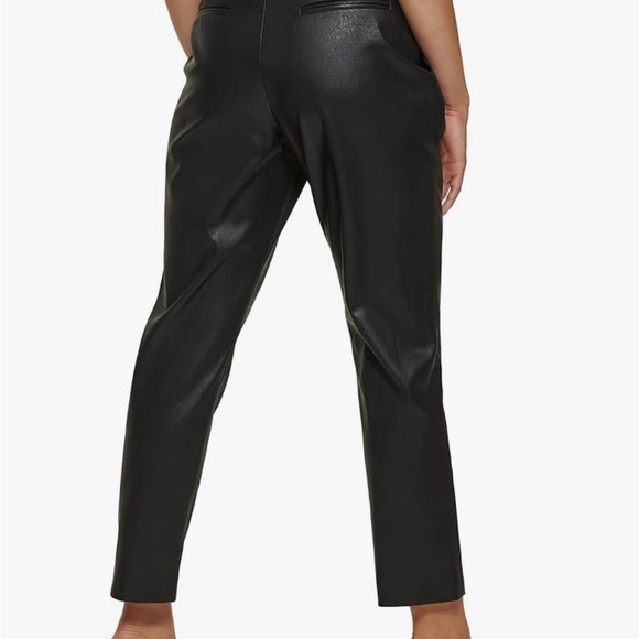 New DKNY Black pleather paper bag waist pants.  14 New with tags - Picture 3 of 5